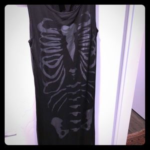 Anatomy inspired black dress with netting